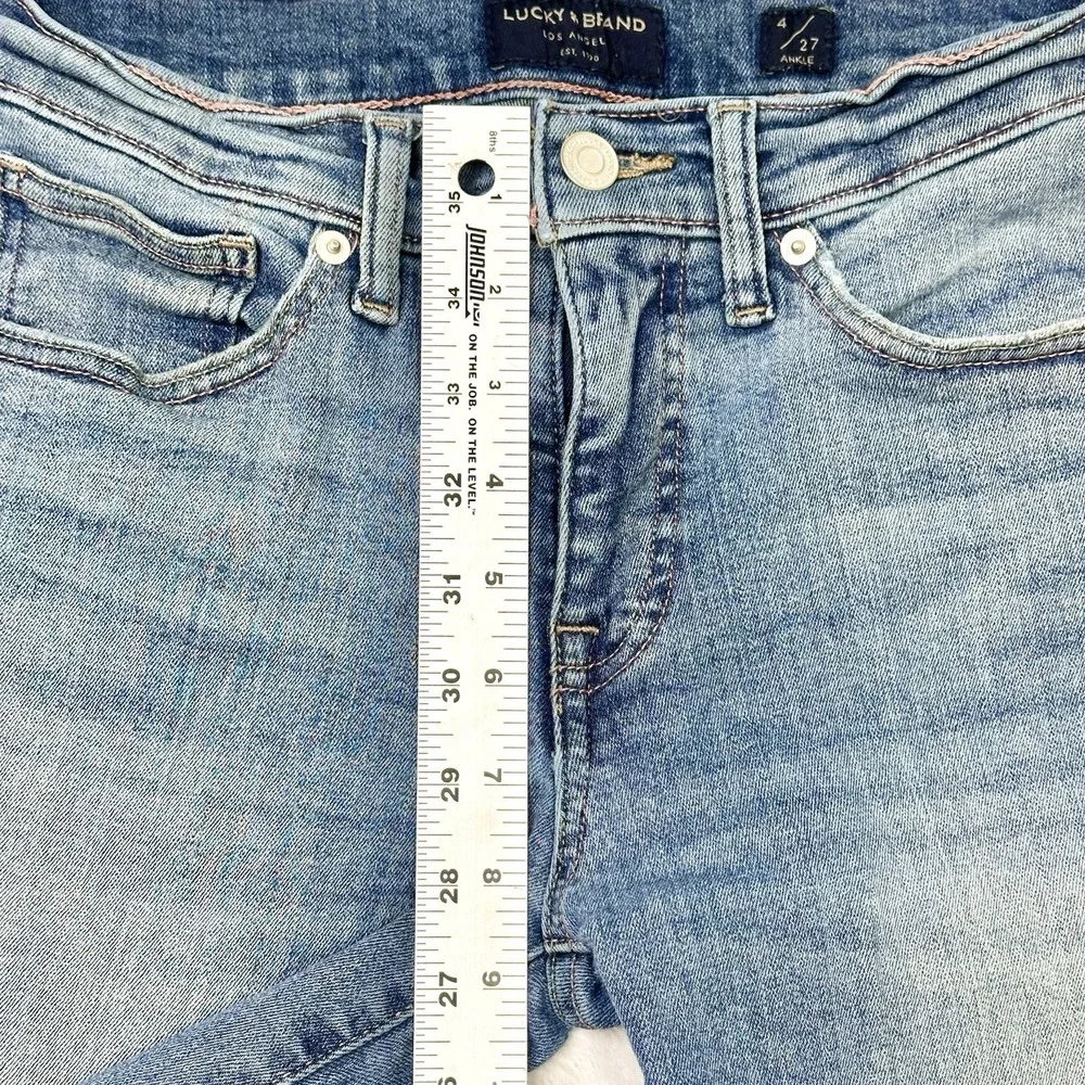 Lucky Brand Jeans Womens 4/27 Blue Fade Distressed Skinny‎ Stretch Ankle 25.5